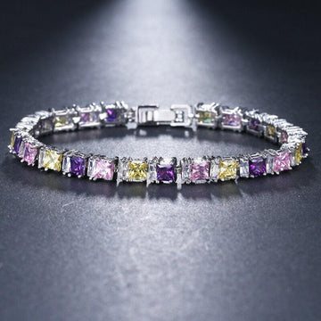 ELEGANT New AAA+ Cubic Zircon Simulated Diamonds Light Blue Neat Tennis Bracelets For Women - The Jewellery Supermarket